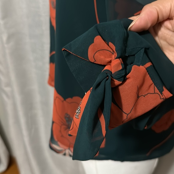 Cupcakes and Cashmere Josette Swing Style Blouse-Dark Green/Red Poppies-Sz S - Picture 7 of 15